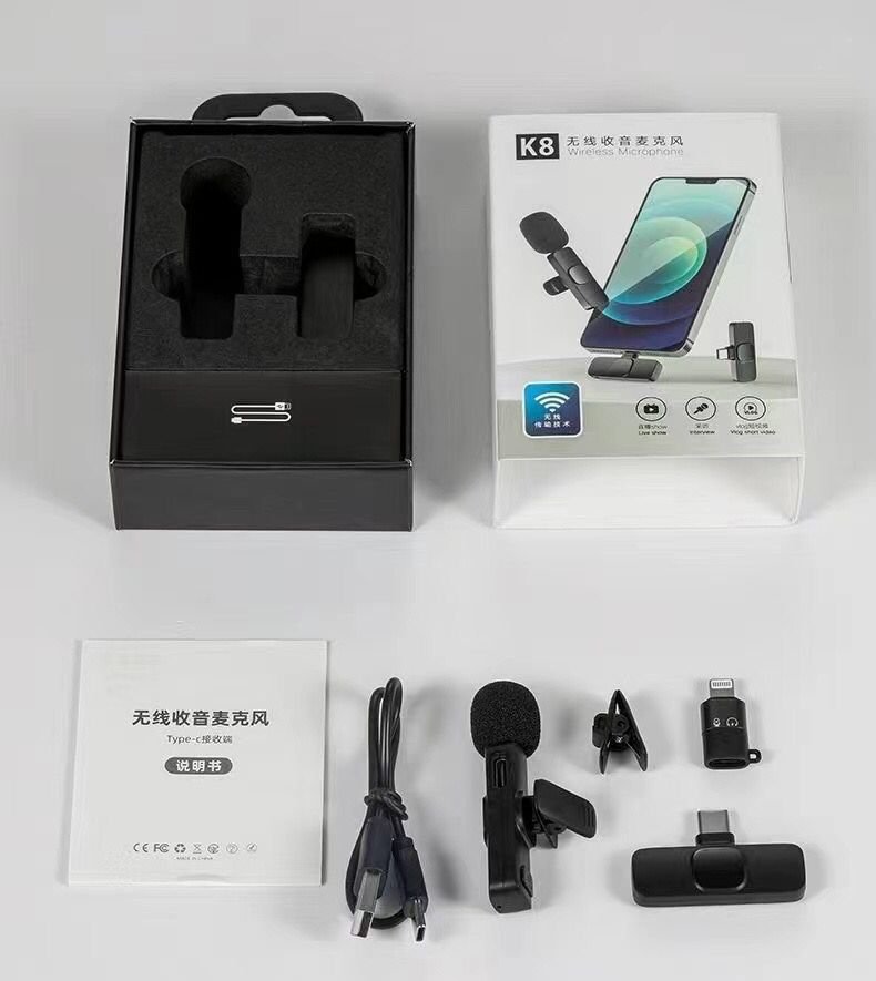 K8 Wireless Collar Mic iPhone/Android & Type C Supported Wireless Microphone. K8 Wireless Collar Mic iPhone/Android & Type C Supported Wireless Microphone.