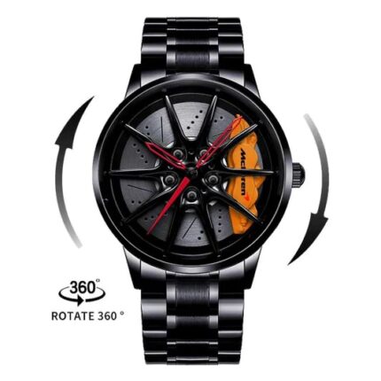 Spinning Gyro Car Wheel Stainless Analog Watch