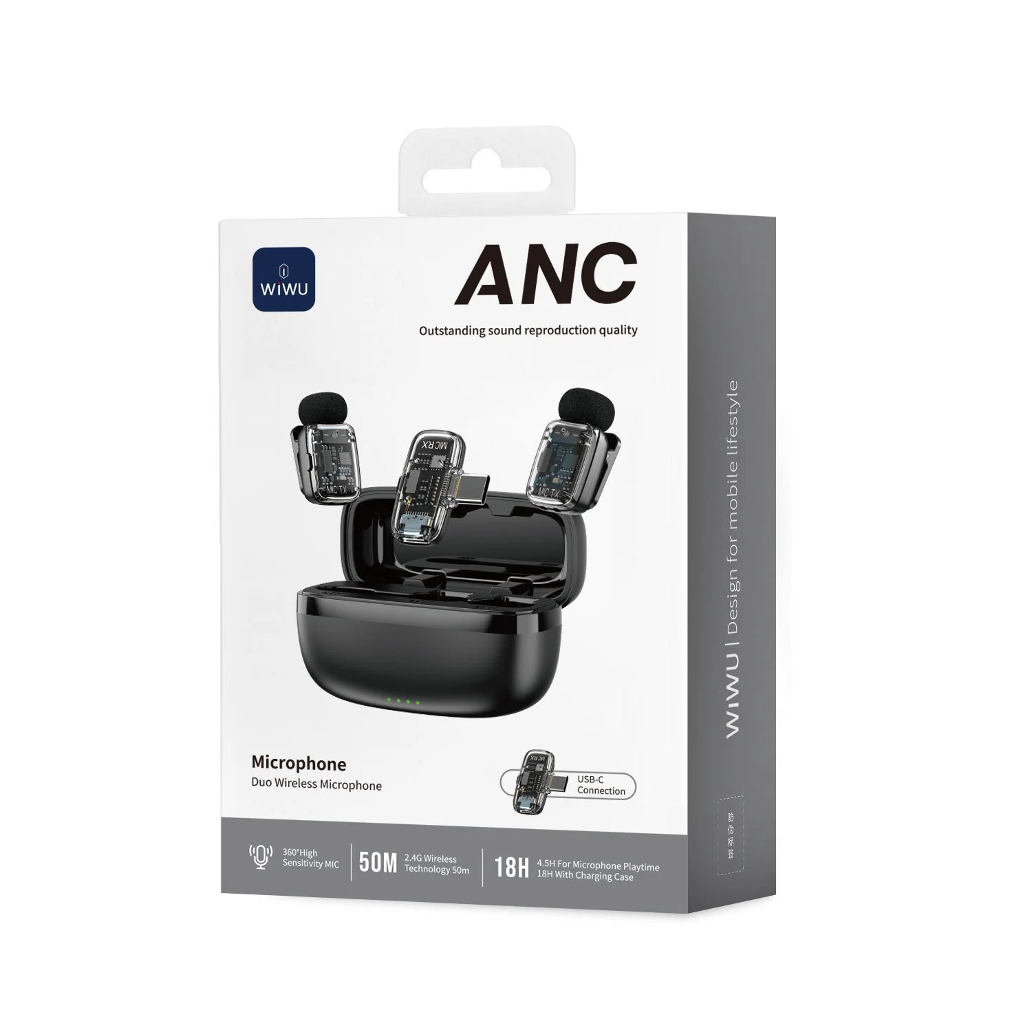 WiWU WI-WM 008 Dual Wireless Lavalier Microphone ANC WiWU WI-WM 008 Dual Wireless Lavalier Microphone ANC